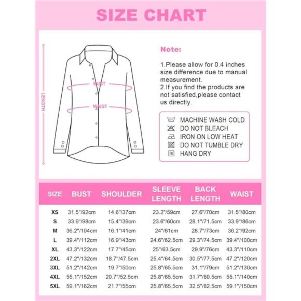 Women's Button Down Long Sleeve Dress Shirts Wrinkle Free Collared - Picture 6 of 6
